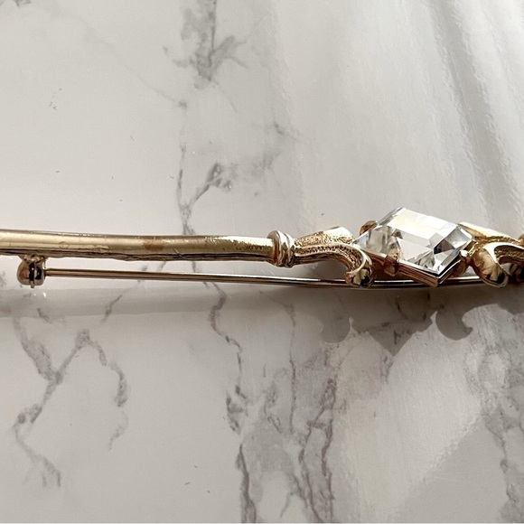 Vintage Gold and Crystal Scepter Brooch Pin by Bobley - Picture 6 of 9